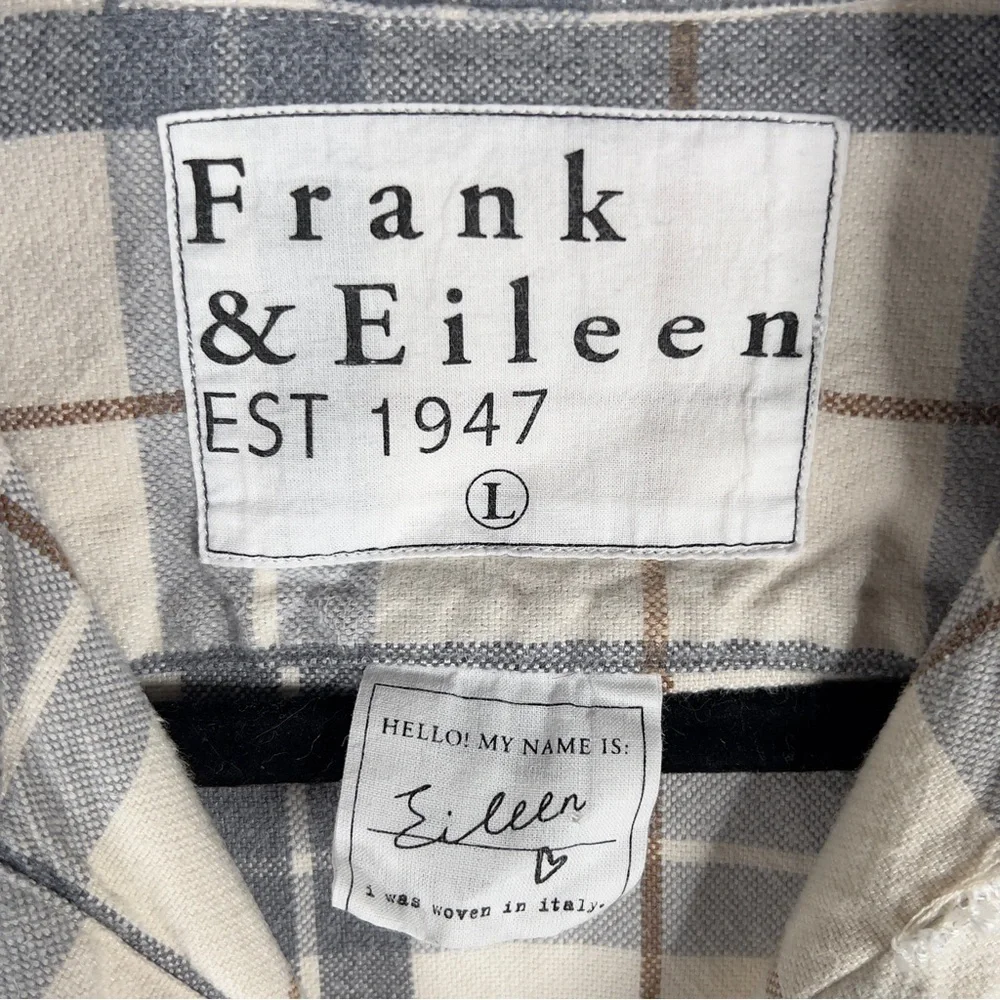 Frank & Eileen Eileen Relaxed Plaid Button Up Shirt Women's Large Cream Gray - Picture 5 of 10